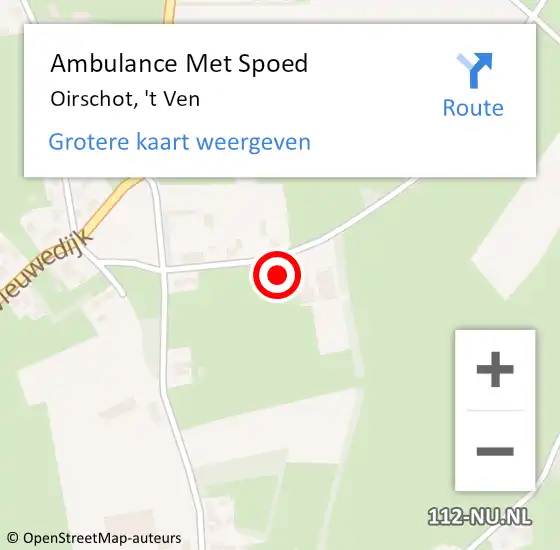 Locatie op kaart van de 112 melding: Ambulance Met Spoed Naar Oirschot, 't Ven op 8 juli 2017 01:05