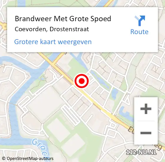 Locatie op kaart van de 112 melding: Brandweer Met Grote Spoed Naar Coevorden, Drostenstraat op 8 juli 2017 01:40