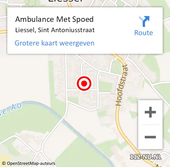 Locatie op kaart van de 112 melding: Ambulance Met Spoed Naar Liessel, Sint Antoniusstraat op 8 juli 2017 01:47