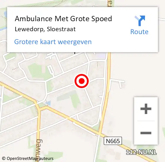 Locatie op kaart van de 112 melding: Ambulance Met Grote Spoed Naar Lewedorp, Sloestraat op 8 juli 2017 02:32