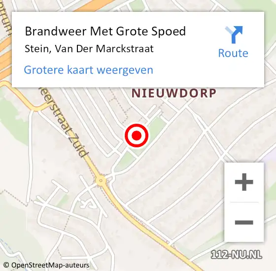 Locatie op kaart van de 112 melding: Brandweer Met Grote Spoed Naar Stein, Van Der Marckstraat op 8 juli 2017 02:44