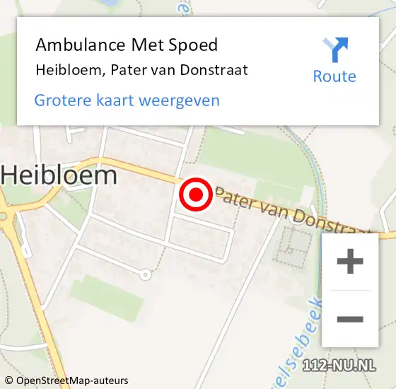 Locatie op kaart van de 112 melding: Ambulance Met Spoed Naar Heibloem, Pater van Donstraat op 8 juli 2017 02:46