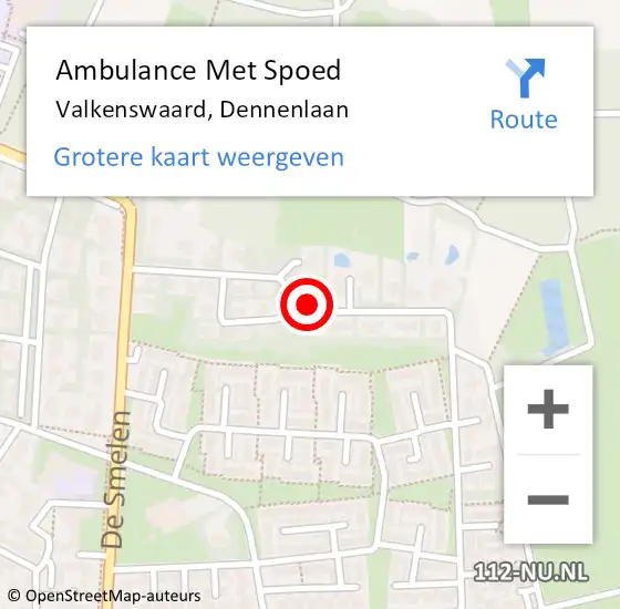 Locatie op kaart van de 112 melding: Ambulance Met Spoed Naar Valkenswaard, Dennenlaan op 8 juli 2017 02:47