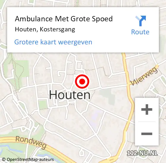 Locatie op kaart van de 112 melding: Ambulance Met Grote Spoed Naar Houten, Kostersgang op 8 juli 2017 03:25