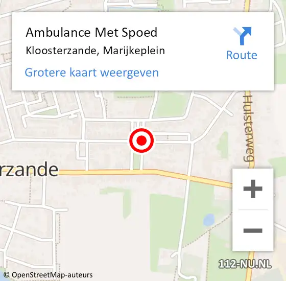 Locatie op kaart van de 112 melding: Ambulance Met Spoed Naar Kloosterzande, Marijkeplein op 8 juli 2017 03:34