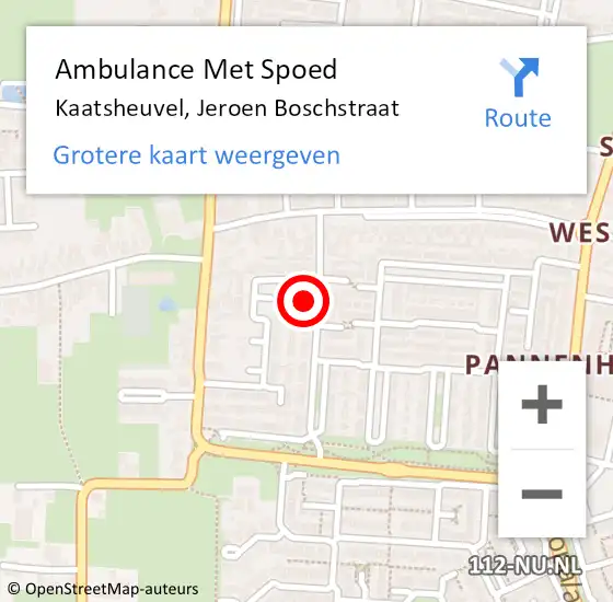 Locatie op kaart van de 112 melding: Ambulance Met Spoed Naar Kaatsheuvel, Jeroen Boschstraat op 8 juli 2017 08:12