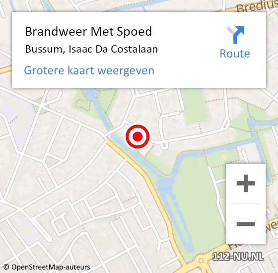 Locatie op kaart van de 112 melding: Brandweer Met Spoed Naar Bussum, Isaac Da Costalaan op 8 juli 2017 09:42