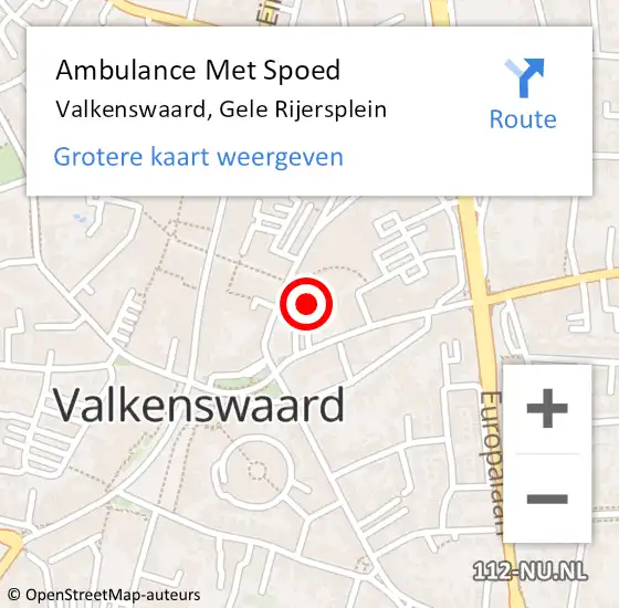 Locatie op kaart van de 112 melding: Ambulance Met Spoed Naar Valkenswaard, Gele Rijersplein op 8 juli 2017 10:08