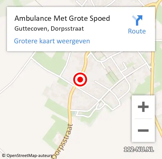 Locatie op kaart van de 112 melding: Ambulance Met Grote Spoed Naar Guttecoven, Dorpsstraat op 26 januari 2014 11:40