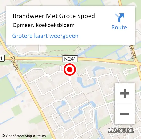 Locatie op kaart van de 112 melding: Brandweer Met Grote Spoed Naar Opmeer, Koekoeksbloem op 8 juli 2017 10:36