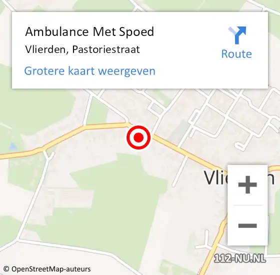 Locatie op kaart van de 112 melding: Ambulance Met Spoed Naar Vlierden, Pastoriestraat op 8 juli 2017 10:47