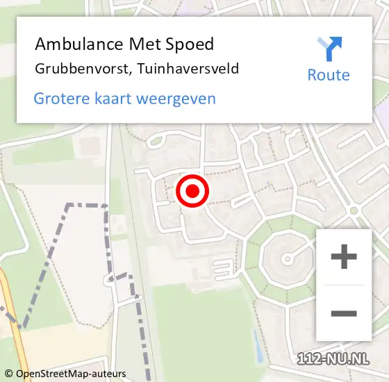 Locatie op kaart van de 112 melding: Ambulance Met Spoed Naar Grubbenvorst, Tuinhaversveld op 8 juli 2017 11:54