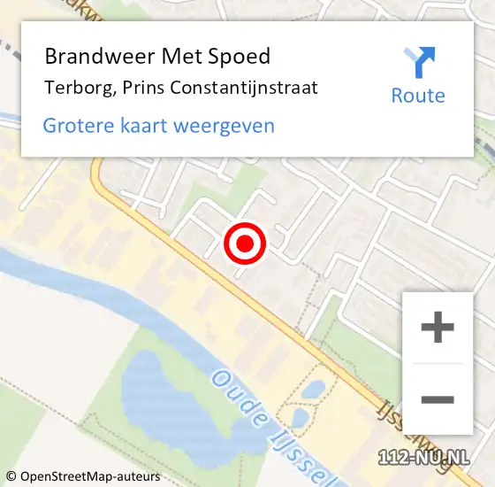 Locatie op kaart van de 112 melding: Brandweer Met Spoed Naar Terborg, Prins Constantijnstraat op 20 september 2013 13:15