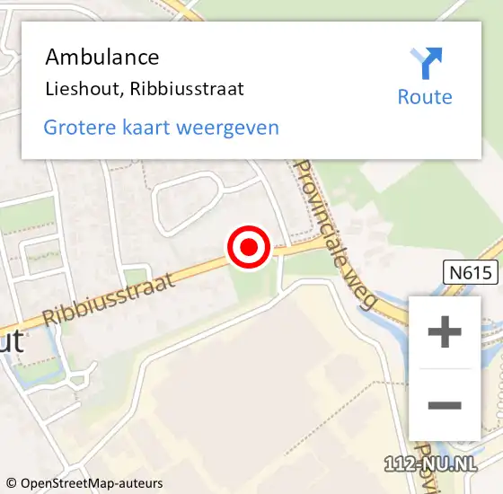 Locatie op kaart van de 112 melding: Ambulance Lieshout, Ribbiusstraat op 8 juli 2017 12:12