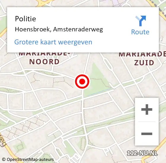 Locatie op kaart van de 112 melding: Politie Hoensbroek, Amstenraderweg op 8 juli 2017 12:19