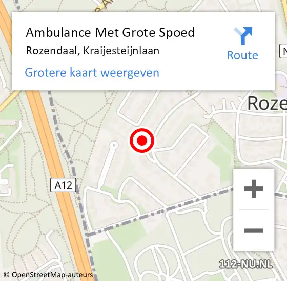 Locatie op kaart van de 112 melding: Ambulance Met Grote Spoed Naar Rozendaal, Kraijesteijnlaan op 8 juli 2017 13:09