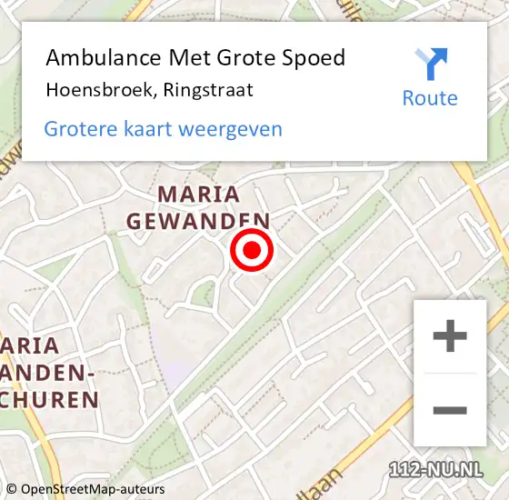 Locatie op kaart van de 112 melding: Ambulance Met Grote Spoed Naar Hoensbroek, Ringstraat op 26 januari 2014 12:00