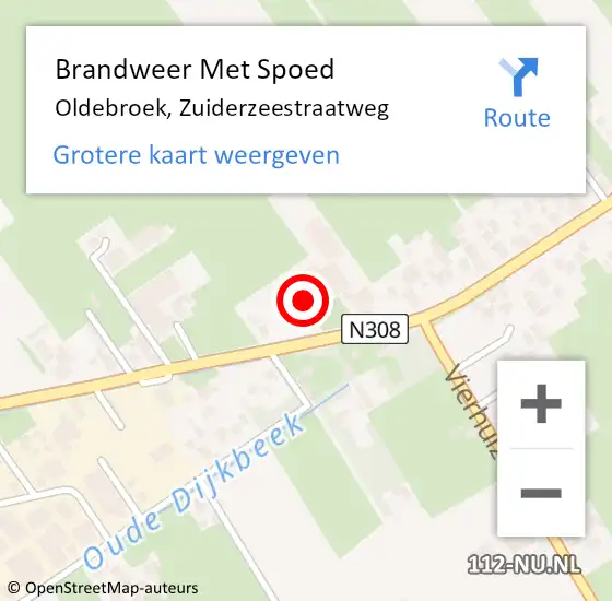 Locatie op kaart van de 112 melding: Brandweer Met Spoed Naar Oldebroek, Zuiderzeestraatweg op 8 juli 2017 13:33