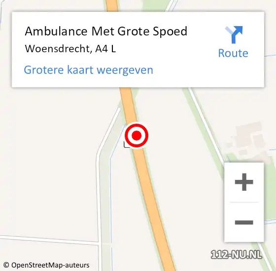 Locatie op kaart van de 112 melding: Ambulance Met Grote Spoed Naar Woensdrecht, A4 L op 8 juli 2017 13:38