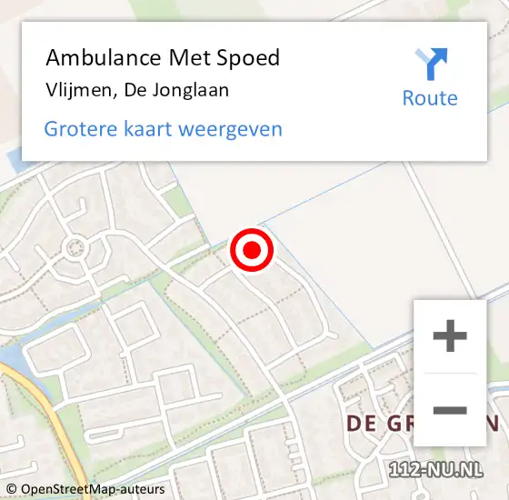 Locatie op kaart van de 112 melding: Ambulance Met Spoed Naar Vlijmen, De Jonglaan op 8 juli 2017 13:41