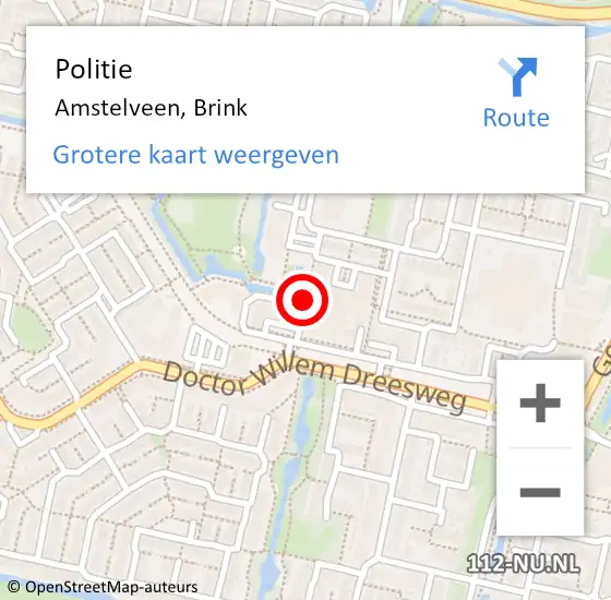 Locatie op kaart van de 112 melding: Politie Amstelveen, Brink op 8 juli 2017 14:05