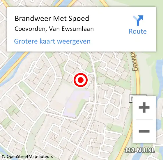 Locatie op kaart van de 112 melding: Brandweer Met Spoed Naar Coevorden, Van Ewsumlaan op 8 juli 2017 14:07