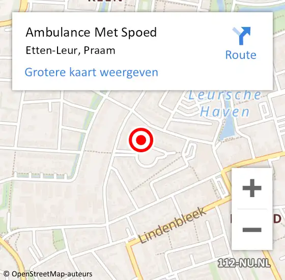 Locatie op kaart van de 112 melding: Ambulance Met Spoed Naar Etten-Leur, Praam op 8 juli 2017 14:47