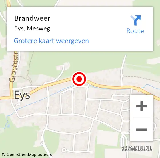 Locatie op kaart van de 112 melding: Brandweer Eys, Mesweg op 26 januari 2014 12:09