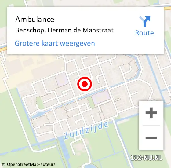 Locatie op kaart van de 112 melding: Ambulance Benschop, Herman de Manstraat op 8 juli 2017 16:08