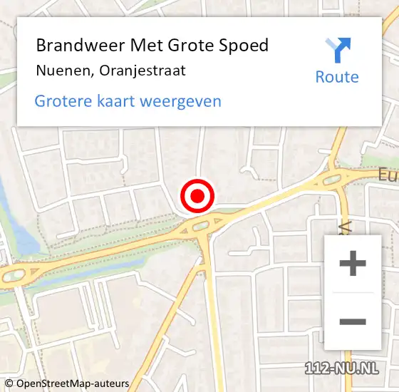 Locatie op kaart van de 112 melding: Brandweer Met Grote Spoed Naar Nuenen, Oranjestraat op 8 juli 2017 16:38