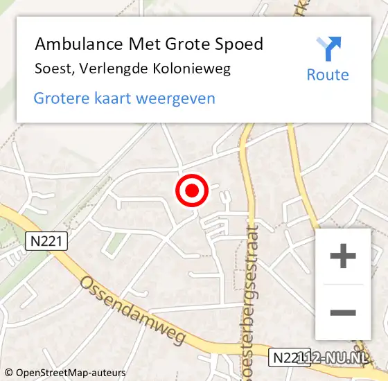 Locatie op kaart van de 112 melding: Ambulance Met Grote Spoed Naar Soest, Verlengde Kolonieweg op 8 juli 2017 16:57