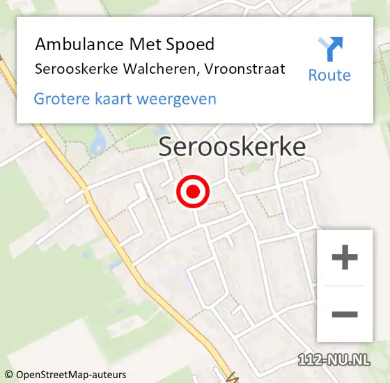 Locatie op kaart van de 112 melding: Ambulance Met Spoed Naar Serooskerke Walcheren, Vroonstraat op 26 januari 2014 12:15