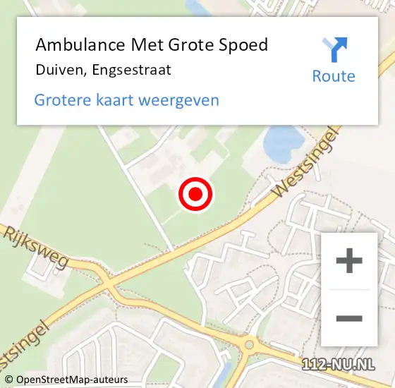 Locatie op kaart van de 112 melding: Ambulance Met Grote Spoed Naar Duiven, Engsestraat op 8 juli 2017 17:29