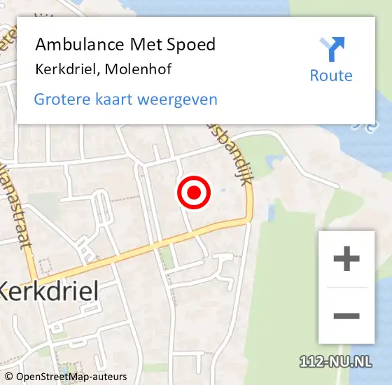 Locatie op kaart van de 112 melding: Ambulance Met Spoed Naar Kerkdriel, Molenhof op 8 juli 2017 17:50