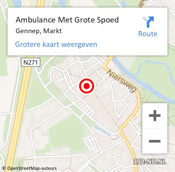 Locatie op kaart van de 112 melding: Ambulance Met Grote Spoed Naar Gennep, Markt op 8 juli 2017 18:06