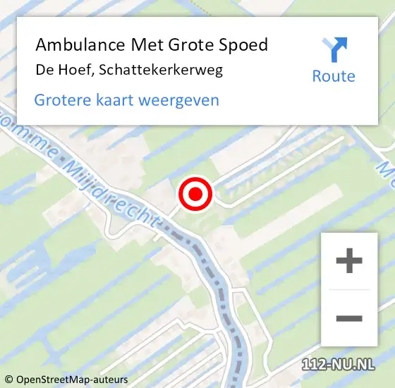 Locatie op kaart van de 112 melding: Ambulance Met Grote Spoed Naar De Hoef, Schattekerkerweg op 8 juli 2017 18:31