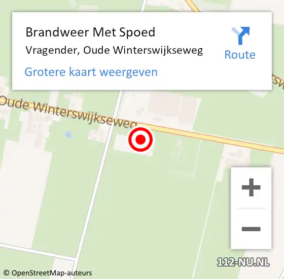 Locatie op kaart van de 112 melding: Brandweer Met Spoed Naar Vragender, Oude Winterswijkseweg op 8 juli 2017 18:45