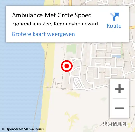 Locatie op kaart van de 112 melding: Ambulance Met Grote Spoed Naar Egmond aan Zee, Kennedyboulevard op 8 juli 2017 19:10