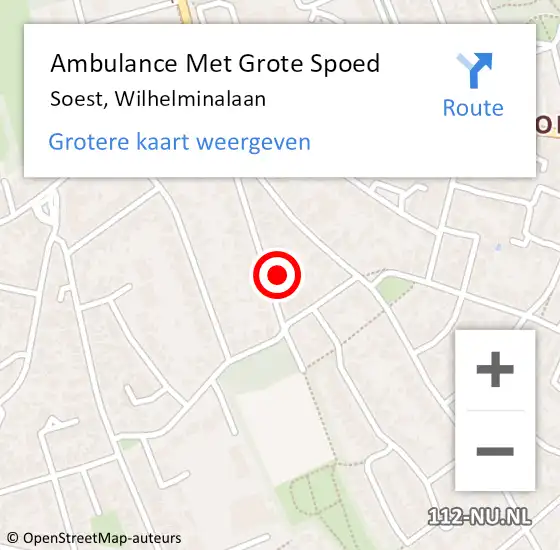 Locatie op kaart van de 112 melding: Ambulance Met Grote Spoed Naar Soest, Wilhelminalaan op 8 juli 2017 19:17