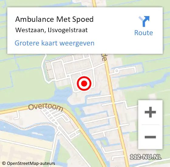 Locatie op kaart van de 112 melding: Ambulance Met Spoed Naar Westzaan, IJsvogelstraat op 26 januari 2014 12:33