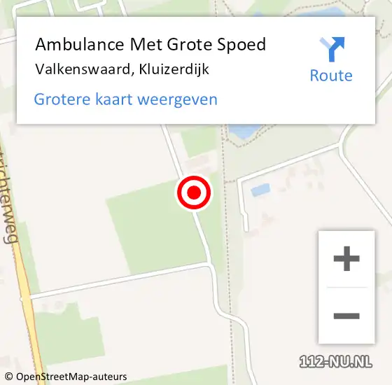 Locatie op kaart van de 112 melding: Ambulance Met Grote Spoed Naar Valkenswaard, Kluizerdijk op 8 juli 2017 20:06