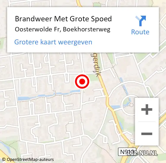 Locatie op kaart van de 112 melding: Brandweer Met Grote Spoed Naar Oosterwolde Fr, Boekhorsterweg op 8 juli 2017 20:08