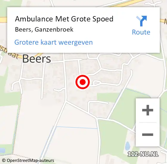 Locatie op kaart van de 112 melding: Ambulance Met Grote Spoed Naar Beers, Ganzenbroek op 8 juli 2017 21:19