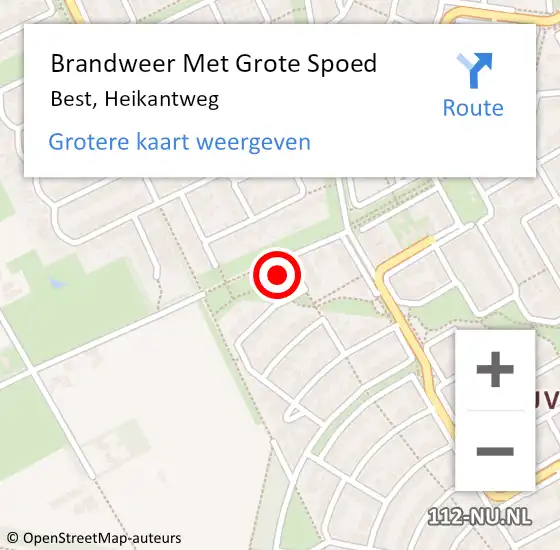 Locatie op kaart van de 112 melding: Brandweer Met Grote Spoed Naar Best, Heikantweg op 8 juli 2017 21:30