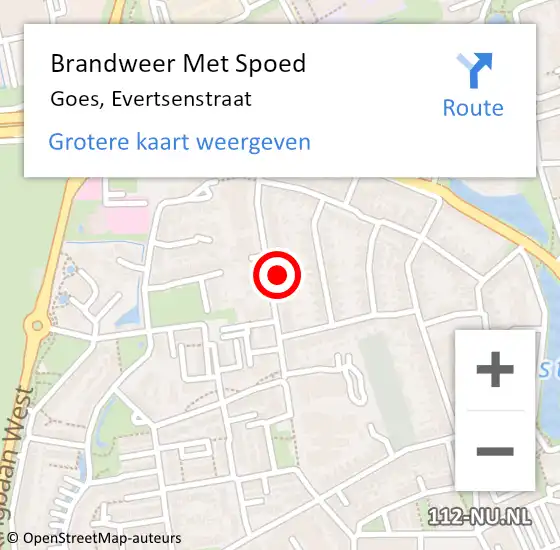 Locatie op kaart van de 112 melding: Brandweer Met Spoed Naar Goes, Evertsenstraat op 8 juli 2017 21:39