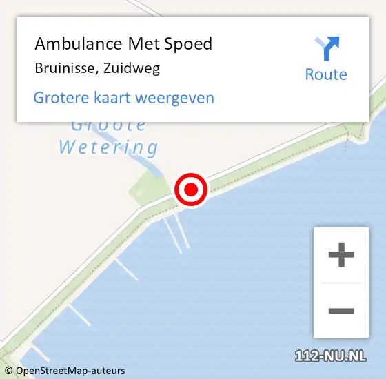Locatie op kaart van de 112 melding: Ambulance Met Spoed Naar Bruinisse, Zuidweg op 8 juli 2017 21:43