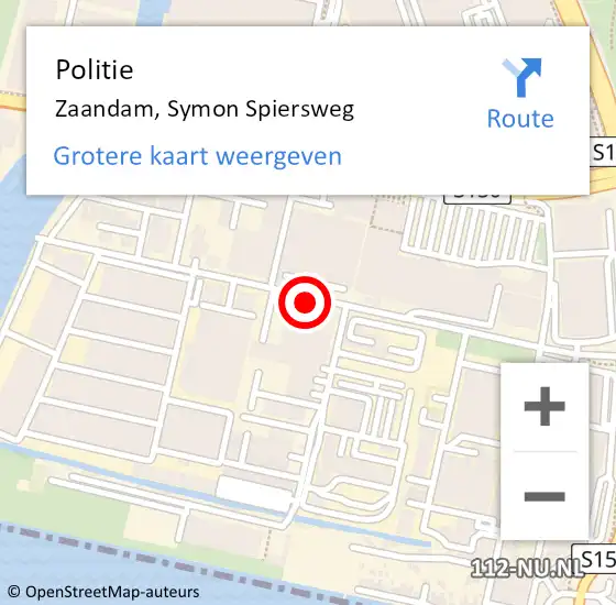 Locatie op kaart van de 112 melding: Politie Zaandam, Symon Spiersweg op 8 juli 2017 22:11