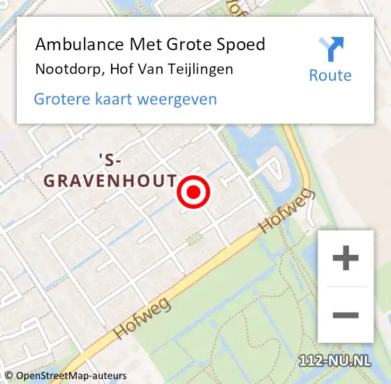 Locatie op kaart van de 112 melding: Ambulance Met Grote Spoed Naar Nootdorp, Hof Van Teijlingen op 8 juli 2017 23:03