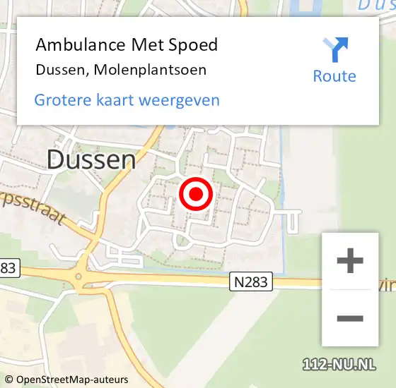 Locatie op kaart van de 112 melding: Ambulance Met Spoed Naar Dussen, Molenplantsoen op 8 juli 2017 23:03