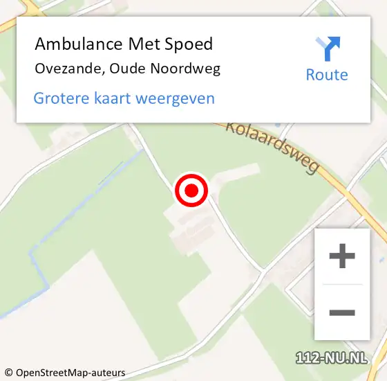 Locatie op kaart van de 112 melding: Ambulance Met Spoed Naar Ovezande, Oude Noordweg op 8 juli 2017 23:24